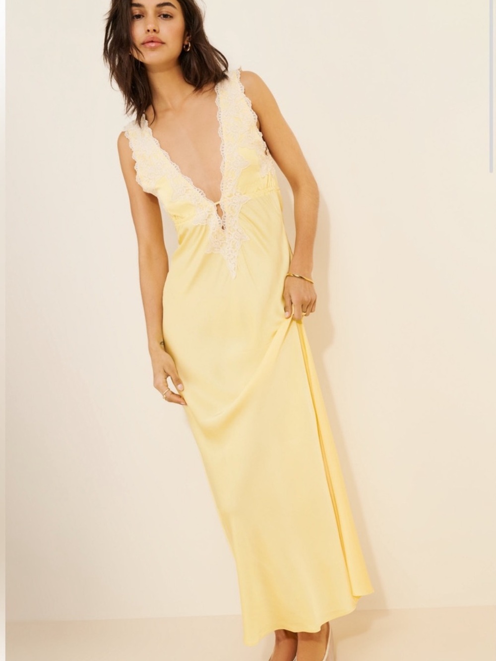 Rumored Venice yellow lace slip dress Sz XS